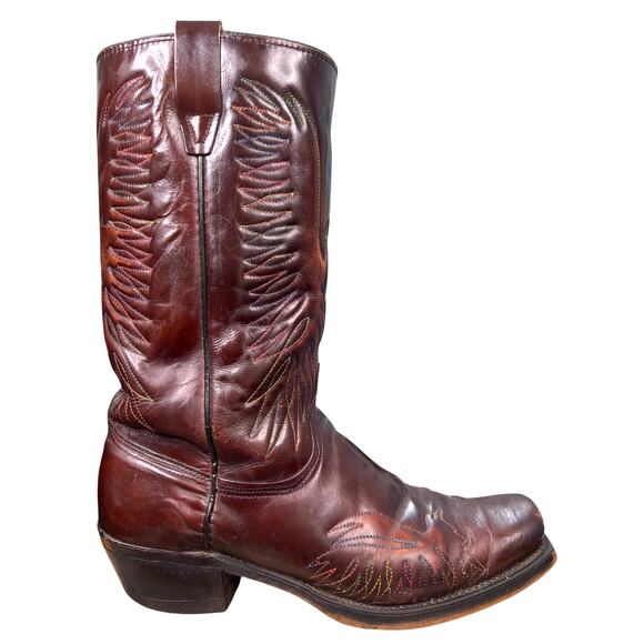 Vintage 70’s Wrangler 5630 Eagle Rainbow Brown Leather Cowboy Boot Size 10.5 D main image 6